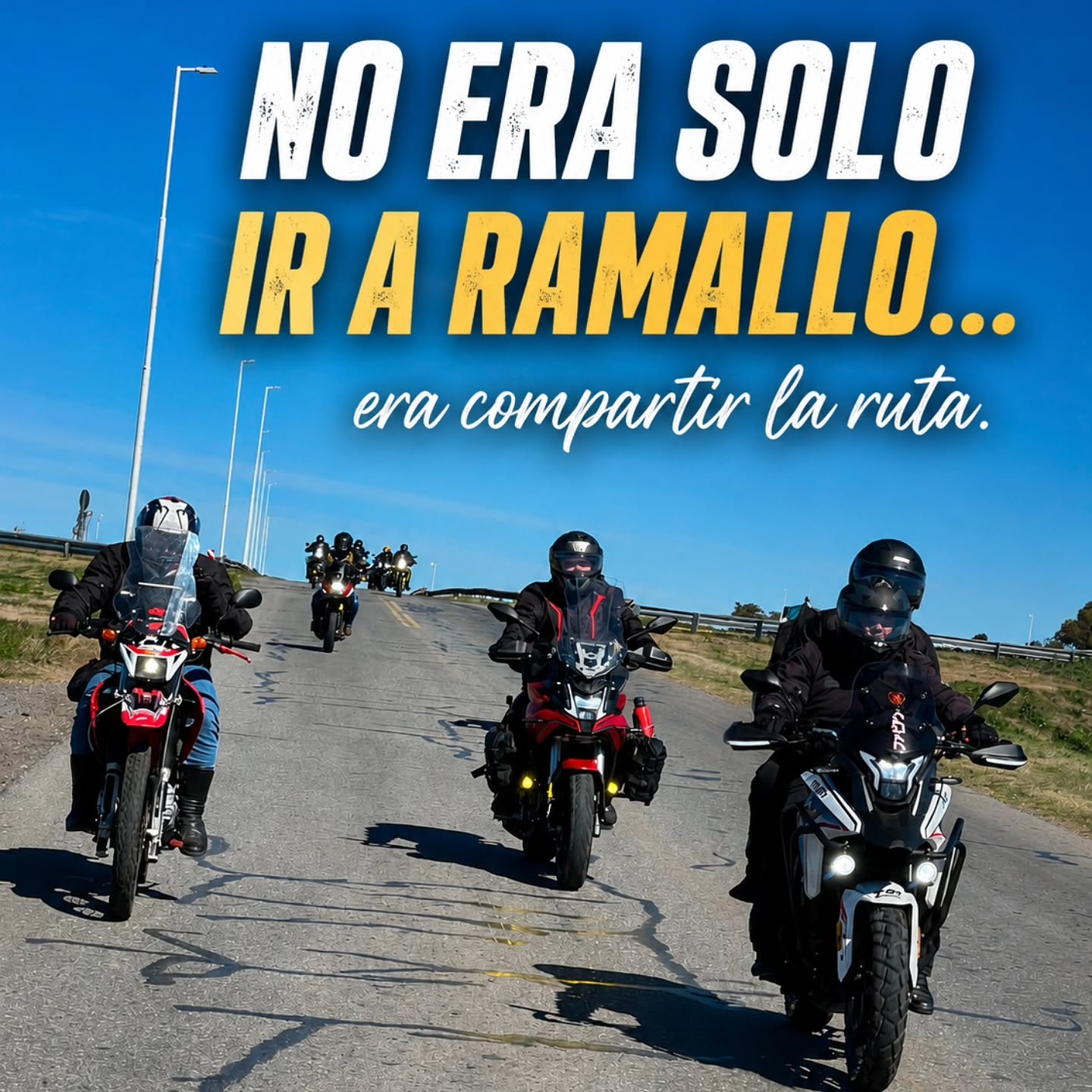 Motos en fila camino a Ramallo